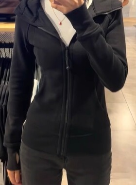 lulu平替外套2025新款爆款卫衣女外套秋冬款修身连帽开衫运动上衣