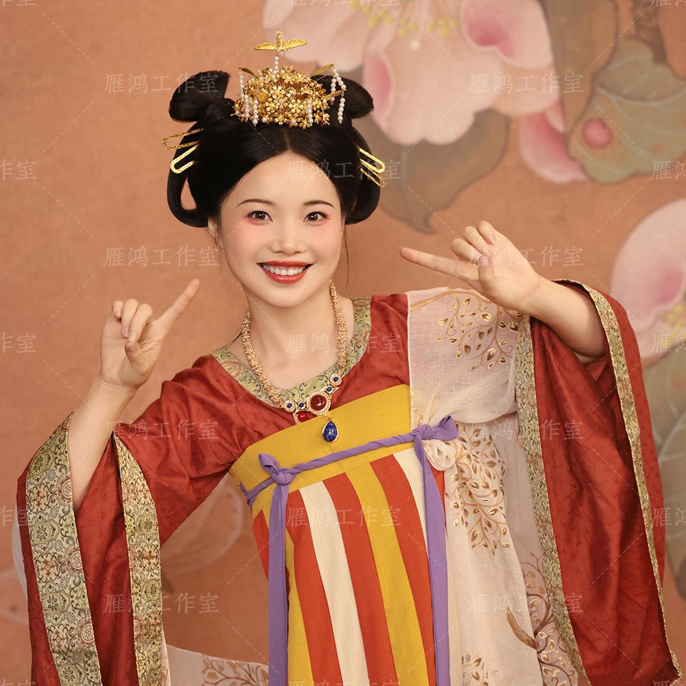 手工定制隋朝李静训闹蛾扑花冠发冠汉服影楼写真拍照走秀妆造发饰