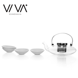 丹麦VIVA茶壶透明玻璃办公室简约茶具北欧高温耐热过滤壶家用茶具