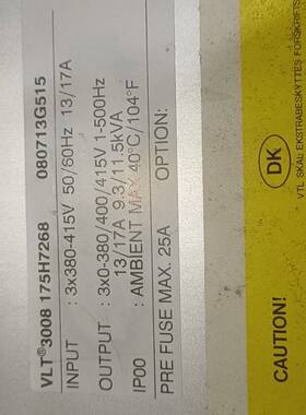 议价议价现货DanfossVLT 3008 HV-AC 175H