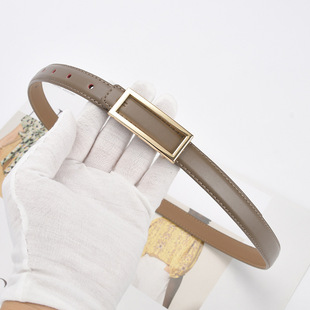 冬季时尚优雅女皮带1.8细真皮方扣腰带连衣裙装饰休闲商务简约
