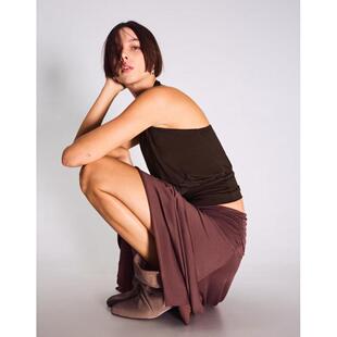 修身 2026年春时尚 露背T恤 代购 女子棕色交叉折边腰带上衣英国正品