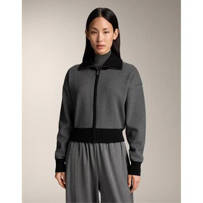 OYSHO女子黑色人字纹针织夹克英国正品代购2026春时尚拉链外套