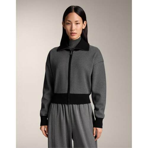 OYSHO女子黑色人字纹针织夹克英国正品代购2026春时尚拉链外套