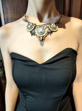 Accessorize欧美复古个性气质镶钻锁骨链项链英国正品代购2023夏