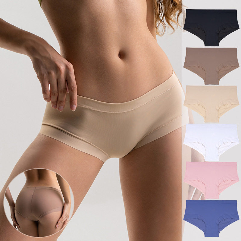 Panties亚马逊外贸女士无痕内裤运动健身防走光中腰三角内裤