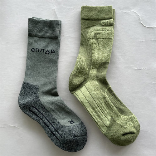 新款coolmax户外休闲运动袜中筒男女同款无骨毛圈底登山徒步袜