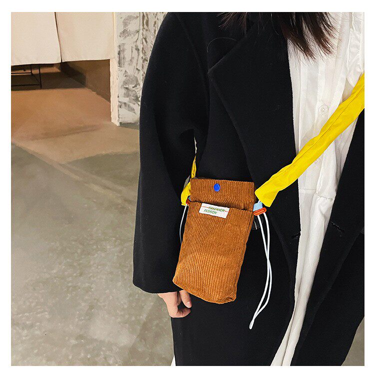 布包灯芯绒迷你小包包女2025新款时尚纯色斜挎手机包单肩包钥匙包