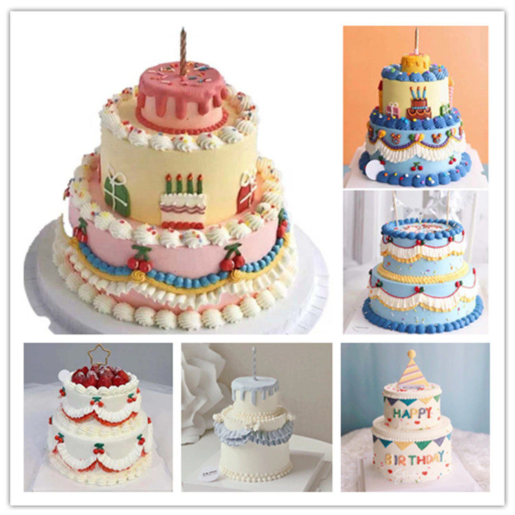 2021小红书网红复古双层樱桃草莓简约手绘水果生日蛋糕成都同城