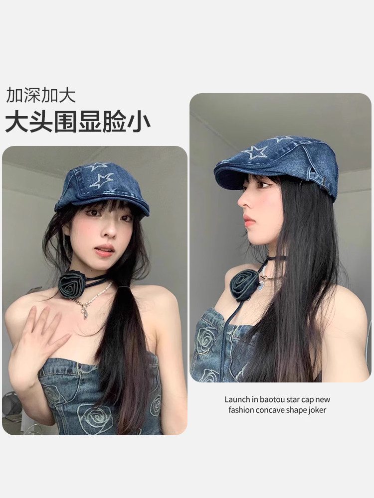 Niche 2025 Vintage Denim Newsboy Cap – 65cm Large Head Fit! - Product image 3