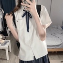 日系乳白色小刺绣女衬衣春夏 本治高等原创 七海奈短袖 长袖 jk衬衫