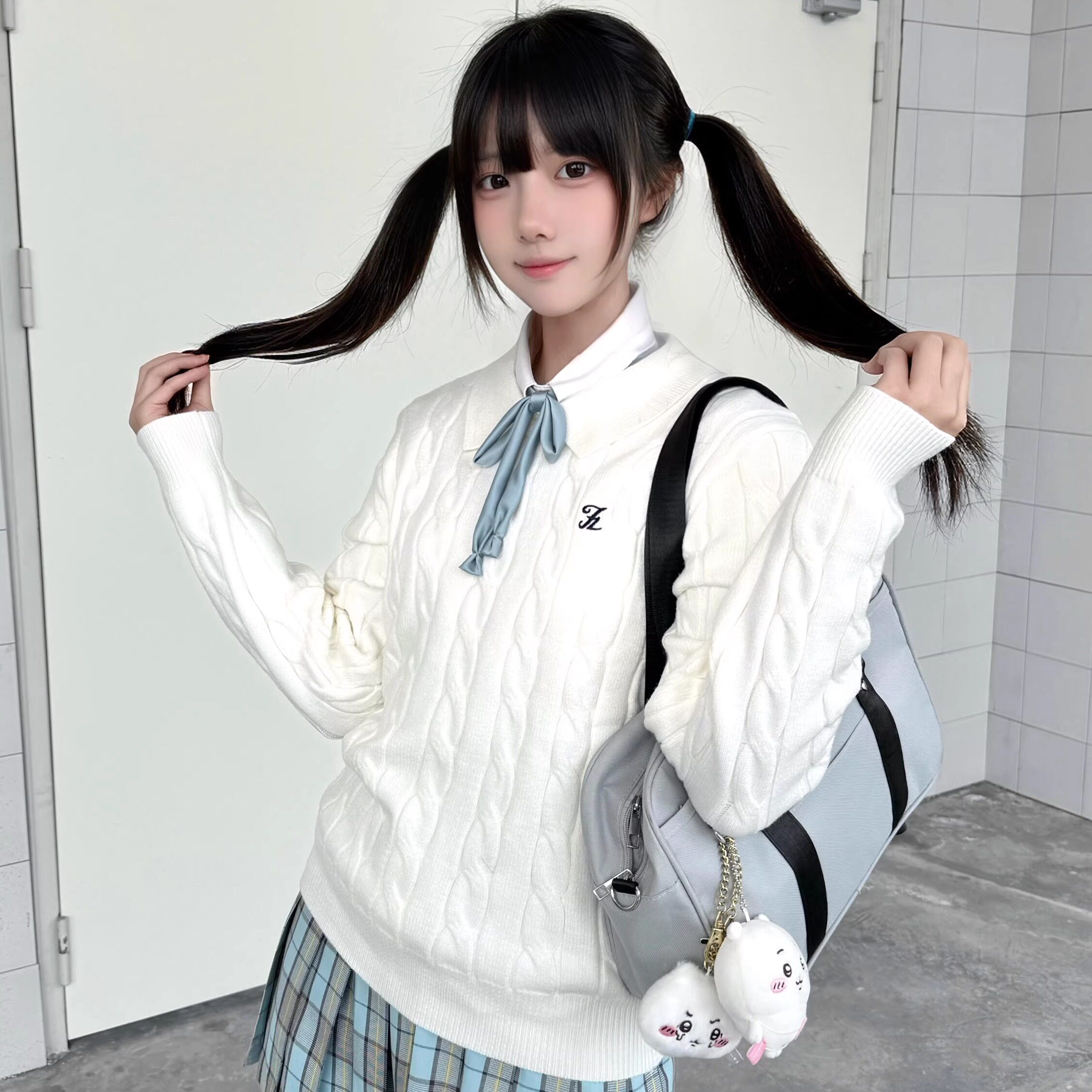 泉屿中毛衣*本治高等原创jk制服学院风校供感软糯麻花针织衫长袖