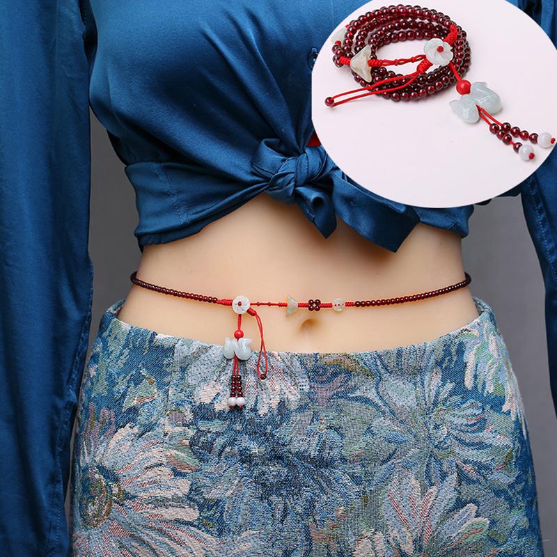 石榴石手链女款本命年蛇手工编织