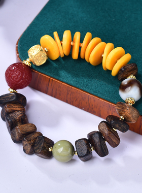 红中国男女新款手链蜜蜡民族风