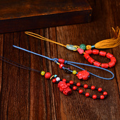 地藏王菩萨男女款 手机吊坠绳天然朱砂红色朱砂包挂钥匙挂链高档礼