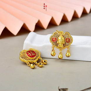 高保色长命锁宝宝儿童婴儿男女新款吊坠红绳长命锁本命年佛佑安康