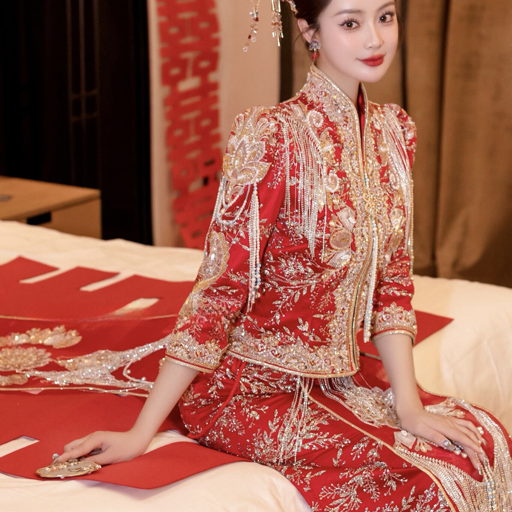 流苏秀禾服2025新款结婚敬酒服中式婚礼龙凤褂拖尾