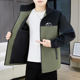 春秋季立领休闲夹克新款男装时尚百搭外套青年潮流宽松帅气冲锋衣