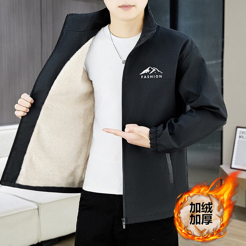 秋冬季新款棉服保暖棉衣男立领青年休闲厚夹克上衣加绒加厚外套