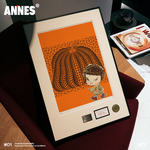 橙色草间弥生南瓜挂画奈良美智摆件装饰画