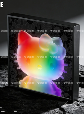 25爆款晶瓷HelloKitty装饰画安尼画廊HelloKitty黑色挂画