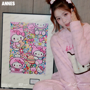 多巴胺挂画餐厅2025新款挂画安尼画廊村上隆太阳花HelloKitty挂画