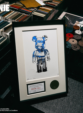 蓝色bearbrick挂画奢侈品版画death ny暴力熊摆件装饰画