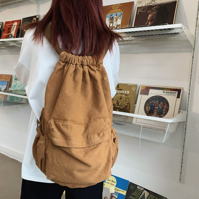 韩版原宿森系帆布双肩包
