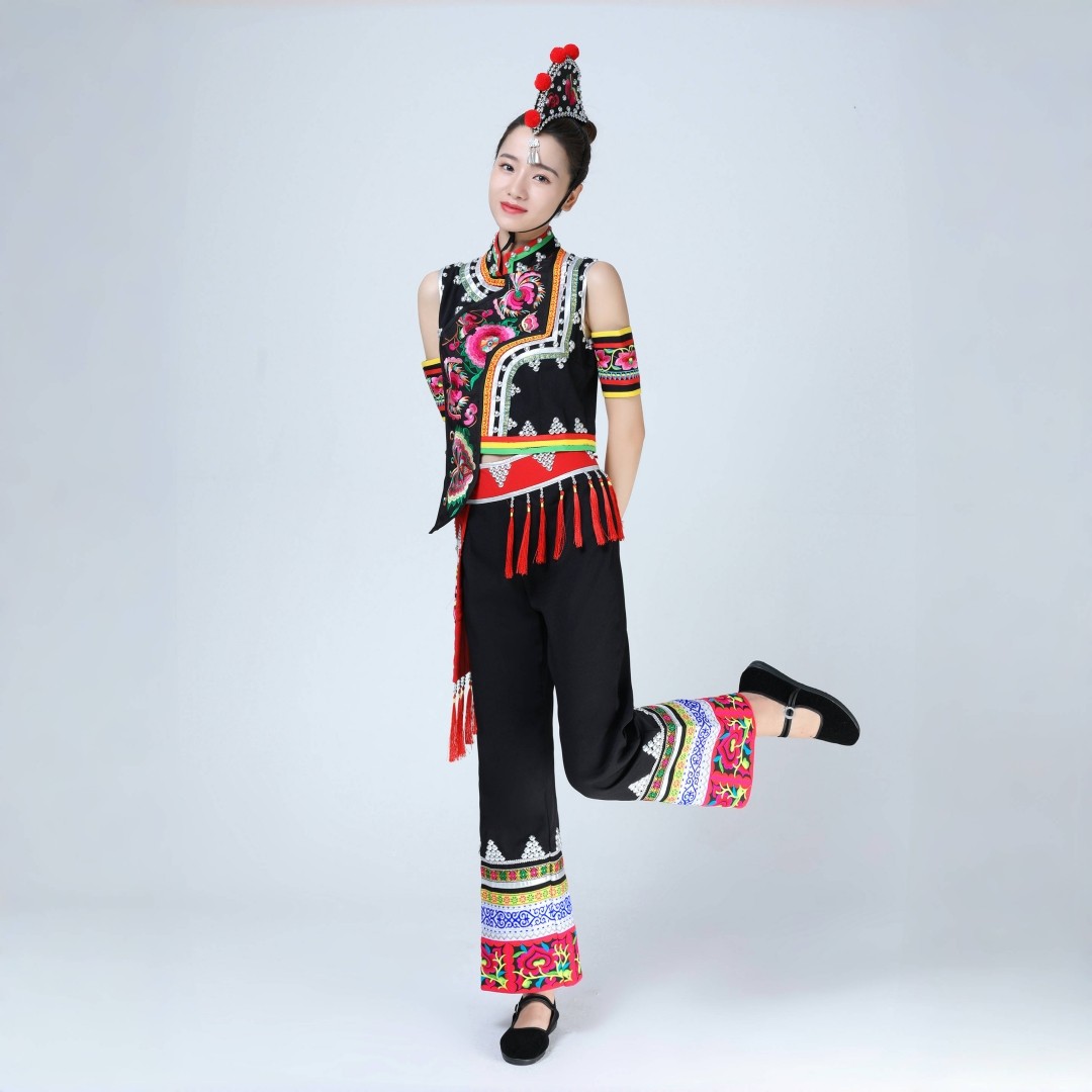 烟盒舞蹈演出服服云南彝族服装女套装民族风舞蹈演出服舞台表演服