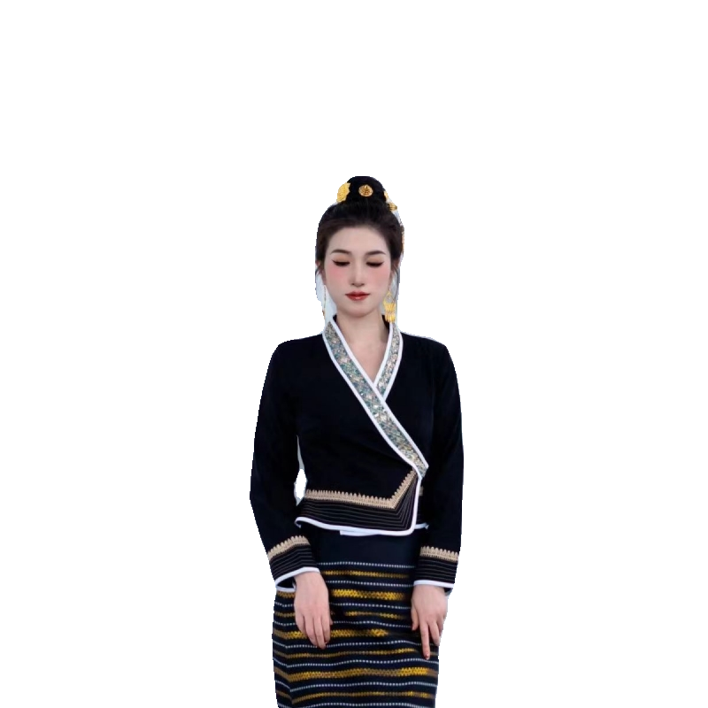 超显瘦傣族套装西双版纳高级旅拍写真显气质大码泰式傣族工作服装
