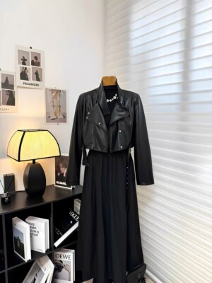 NOHASHTAG 2025年新款真皮皮衣外套翻领设计拉链开合两侧口袋实用