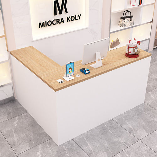 简约现代法式奶油风L型收银台