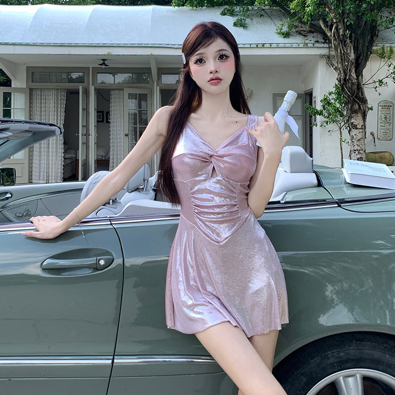 泳衣女 ins风新款连体裙式比基尼性感小胸聚拢显瘦遮肚温泉游泳装