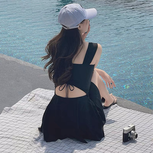 泳衣女连体裙式平角两件套保守