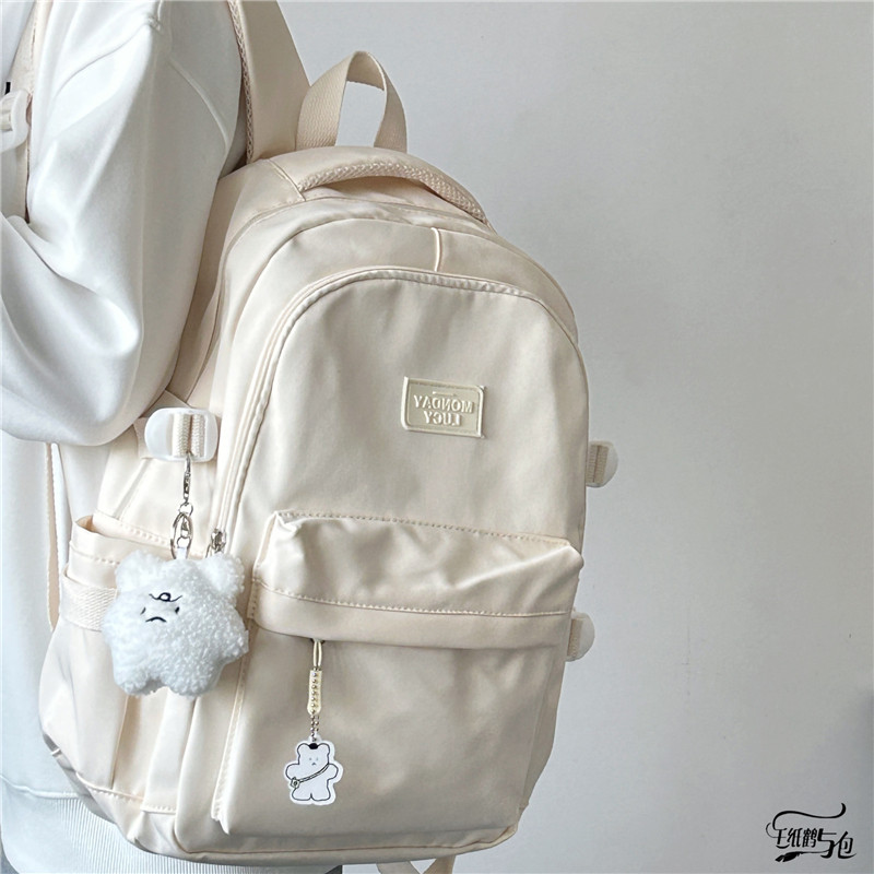 日系原宿ins简约初高中学生百搭双肩包女男 韩版大容量旅行书包潮