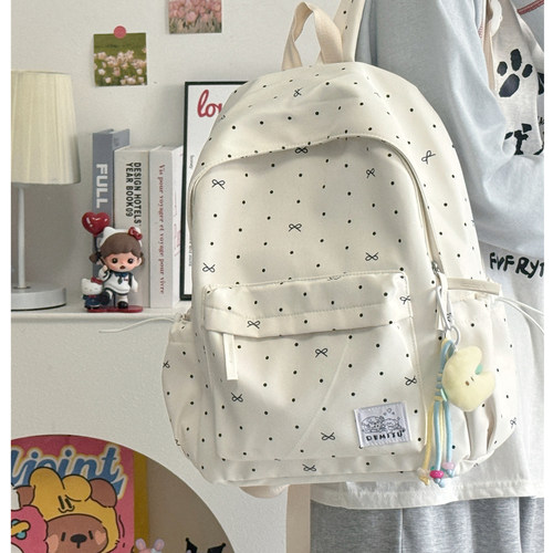 大容量小清新书包女初高中生学院风波点双肩包百搭轻便旅行背包潮