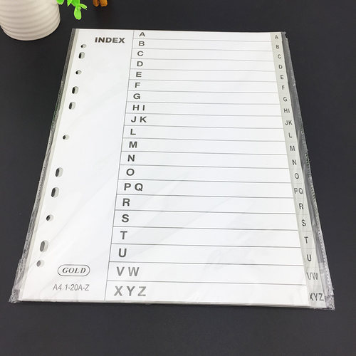 20分类纸灰色英文塑料索引