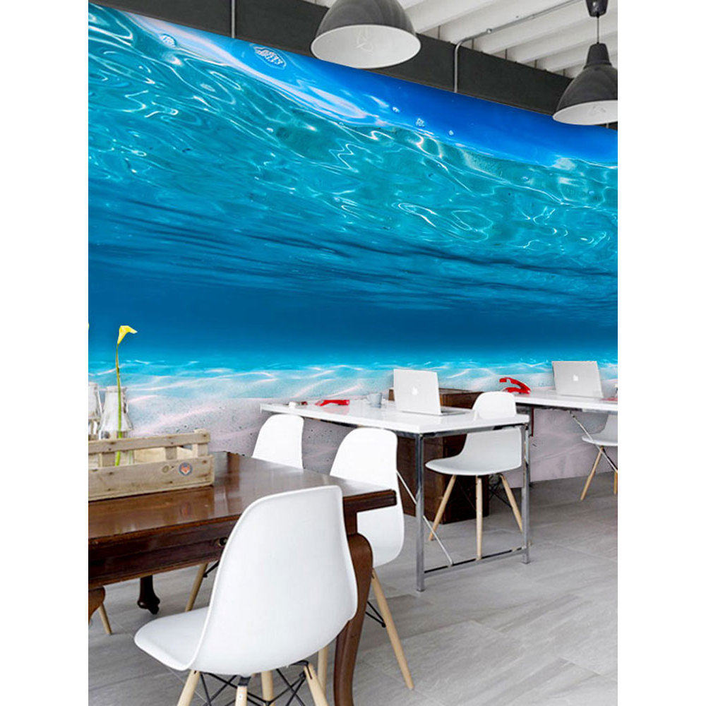 海底世界壁纸蓝色海洋风格主题波纹深海装饰壁画海水墙布背景墙纸
