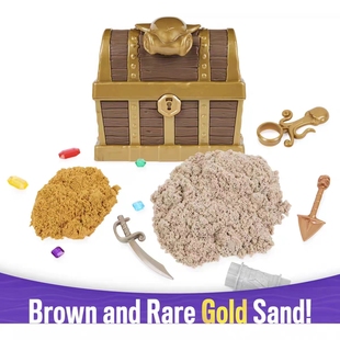 Kinetic Sand彩沙小孩子寻宝海盗宝藏箱子盲盒惊喜太空沙儿童玩具