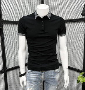 高级感刺绣短袖男款夏季潮牌痞帅翻领T恤2025新款男士上衣Polo衫