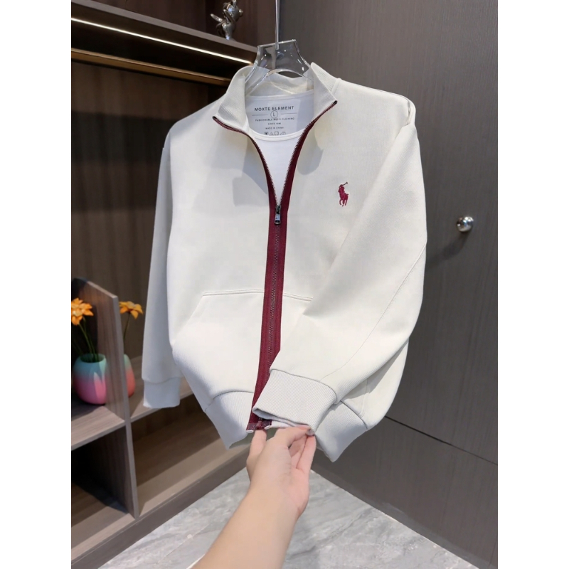 美式复古撞色立领开衫卫衣夹克男女2025春秋百搭休闲运动拉链外套