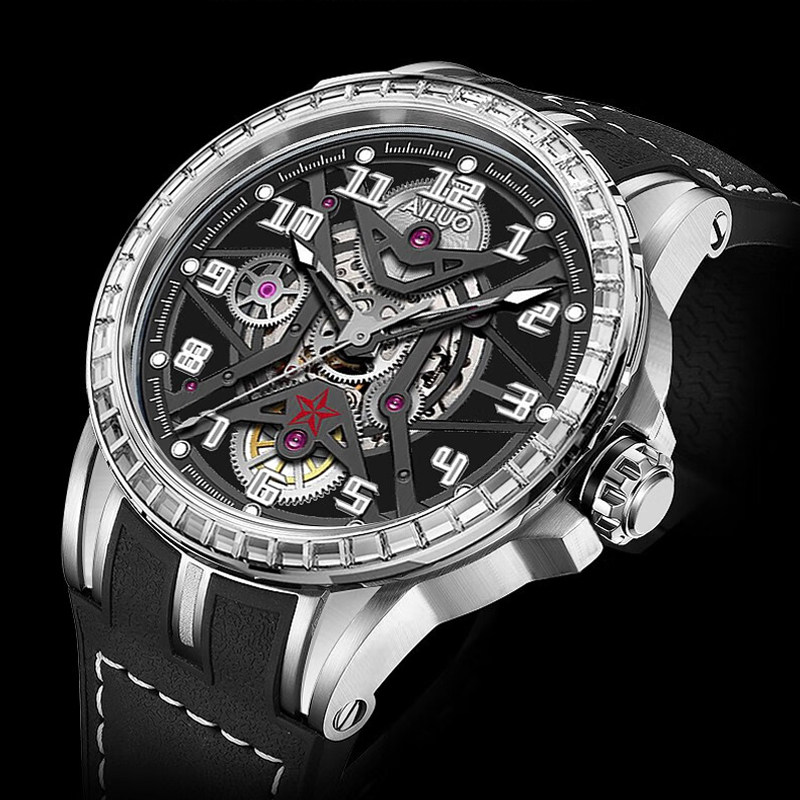 艾诺手表男新款彩虹圈腕表全自动机械男表攀登者星际系列男士手表