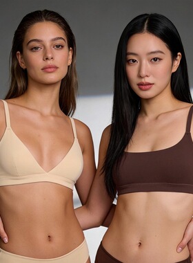 SKIM style带胸垫法式三角杯薄款无痕抹胸无钢圈舒适文胸bralette