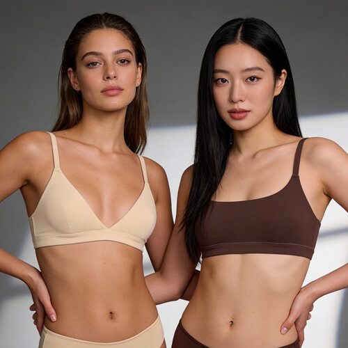 SKIM style带胸垫法式三角杯薄款无痕抹胸无钢圈舒适文胸bralette