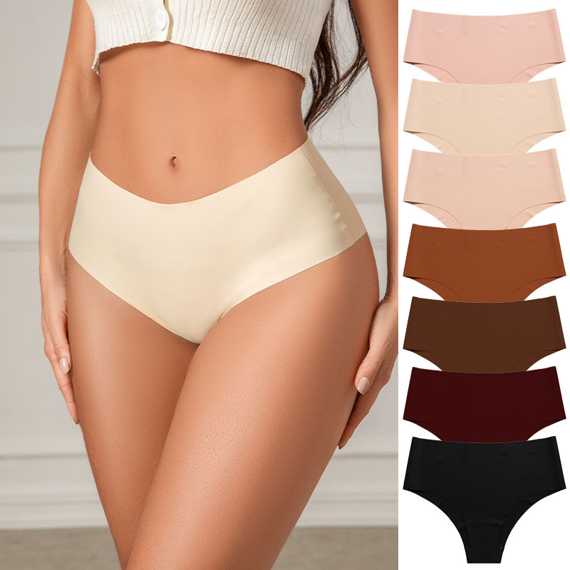 欧美大码一片式冰丝无痕瑜伽隐形女生内裤中腰速干女士运动三角裤