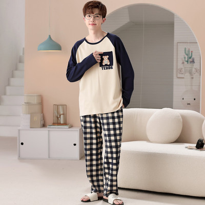 睡衣男孩2023新款春秋款纯棉长袖