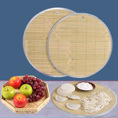 高粱杆盖帘盖垫双层餐垫锅盖篦子竹制圆形包饺子帘家用餐桌垫托盘