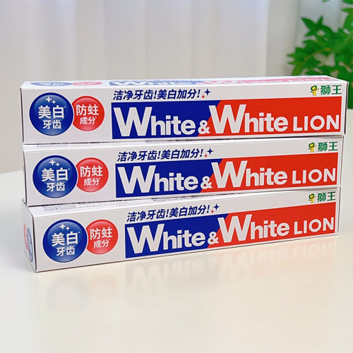 3支装 狮王大白牙膏white white大白管去黄除垢150g