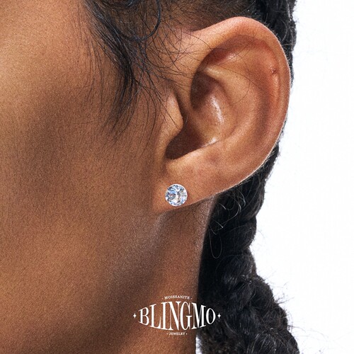 BLINGMO 生物瓷耳钉锆石圆形钻石超闪男低致敏养耳洞陶瓷免摘