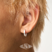 BLINGMO 999通体纯银拉丝耳环素圈男大号极简高级耳圈耳饰养耳洞
